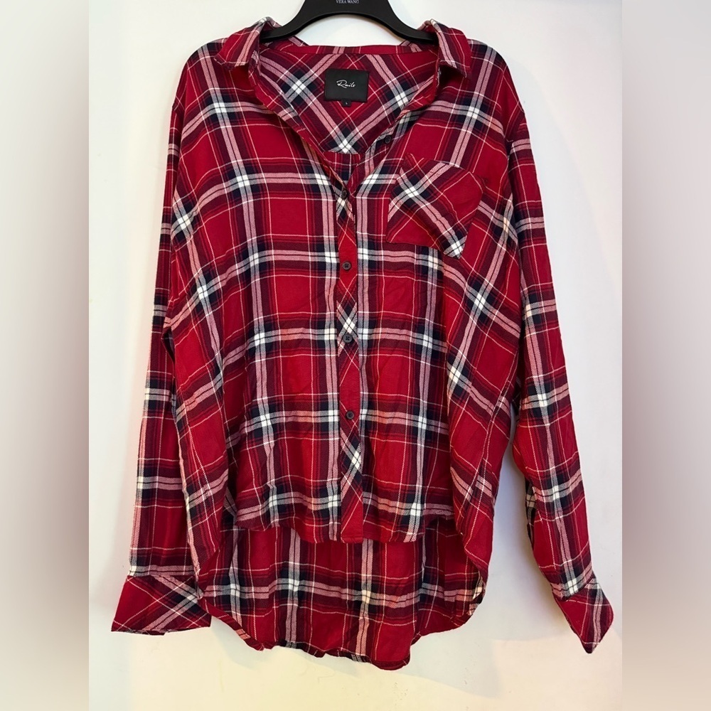 Rails Hunter Crimson Navy Plaid Long Sleeve Button Down Large - Picture 2 of 5